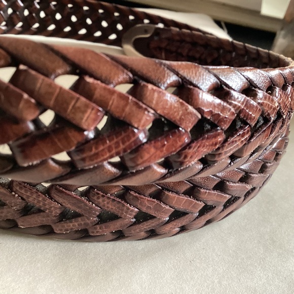 S M 34 Silver Buckle OSSI Braided Leather Western Belt - Picture 9 of 12